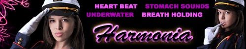 Visit Goddess Harmonia for breath holding, heart beat, underwater and stomach videos